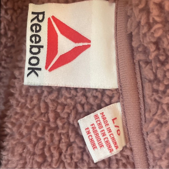 Reebok Women's Pink Fleece Logo Hoodie Zip Jacket Sz Large Cozy Fuzzy Coat - Picture 13 of 15
